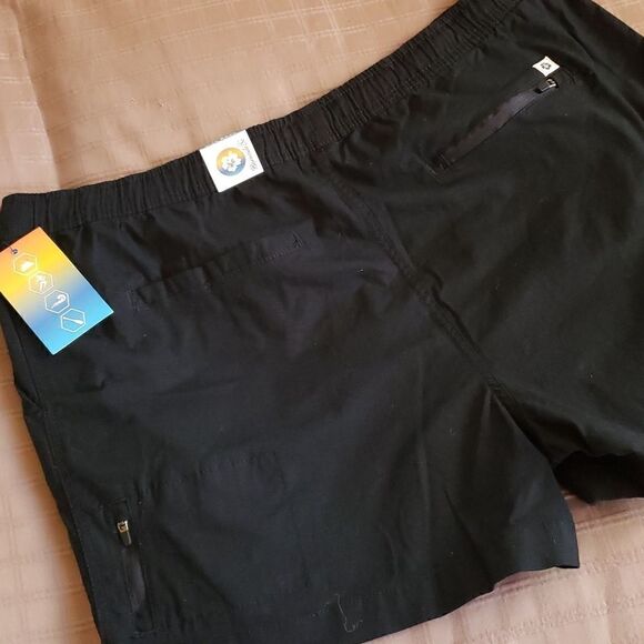 BURNSIDE Black Athletic Cotton Stretch Swim Elastic Draw String Waist Short XXXL - Picture 4 of 8